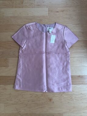 J. Crew Soft Pink Short-Sleeve Wool-Silk Top